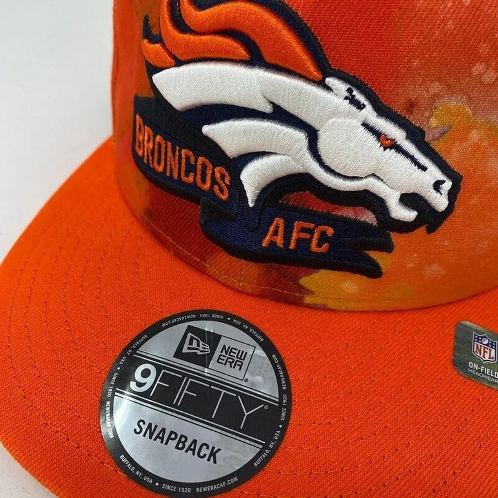 NWT Denver Broncos Tie Dye Snapback Hat NFL Football AFC Onfield Sideline‎ Ink